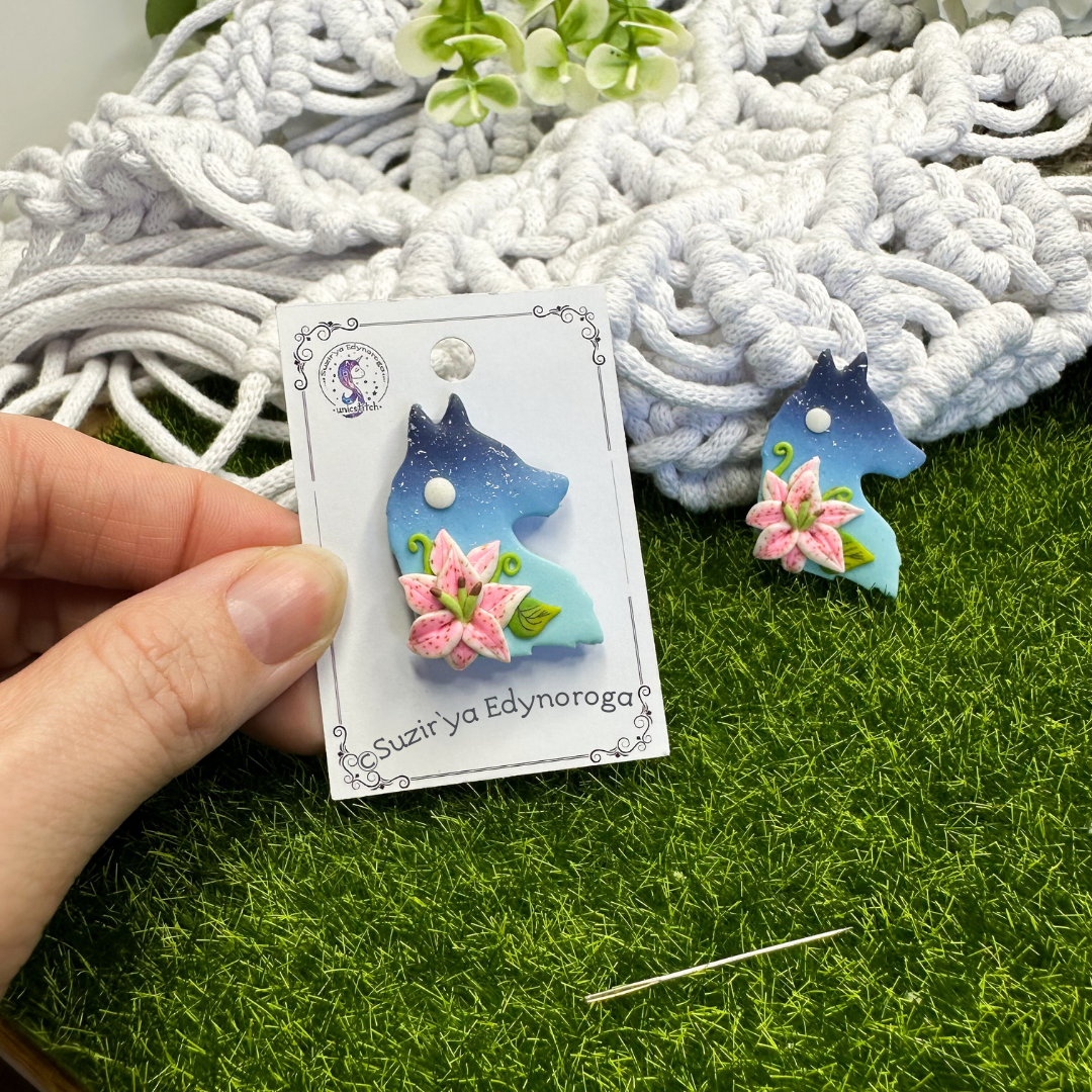 Магніт-тримач для голок “Вовк з квітами ” (арт. 167) - Зображення 2